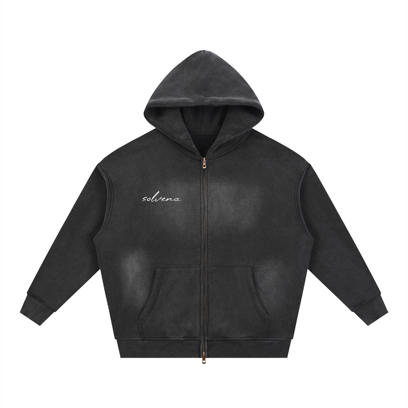 Sunfade Two-way Zipper Boxy Fleece Hoodie